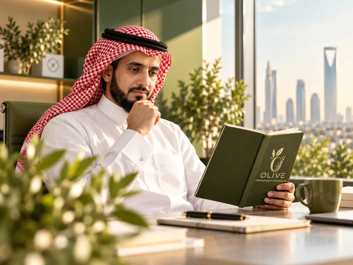 تنفيذي يطالع كتيّب زيتونة مع أفق الرياض